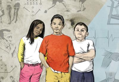 Teaching Tolerance Illustration of three children standing together.