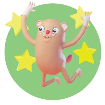 Illustration of hamster jumping for joy