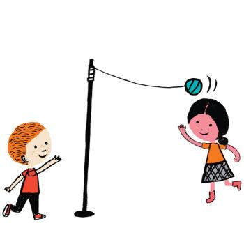 Illustration of children playing tetherball