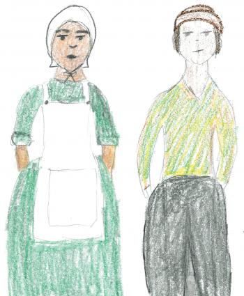 Children's drawings of pilgrims as they imagine them