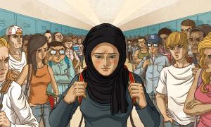 Illustration of Extreme Prejudice Muslim student faces stares and bullying