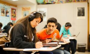 Students with interview equipment in classroom | TT Grants in Action: Diverse Perspectives