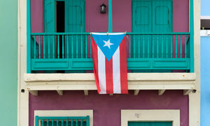 Puerto Rican flag in Old San Juan, Puerto Rico, by Lorie Shaull.