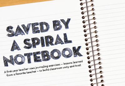 Teaching Tolerance illustration of article title "Saved By A Spiral Notebook"