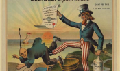 Uncle Sam boots out a group of stereotypically depicted Chinese Americans