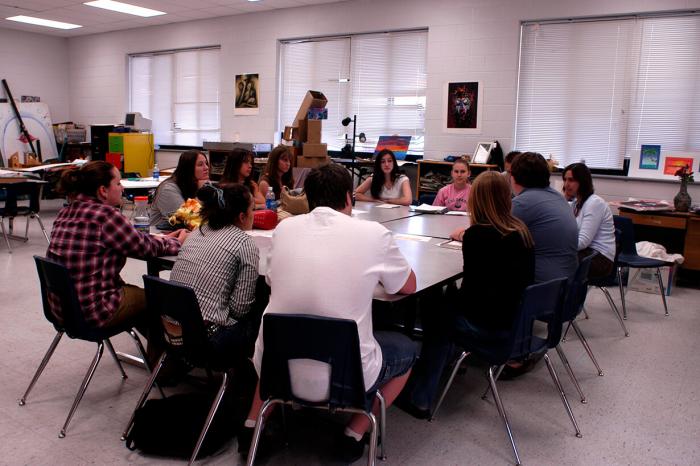 Rosman High School Mix It Up dialogue group meeting