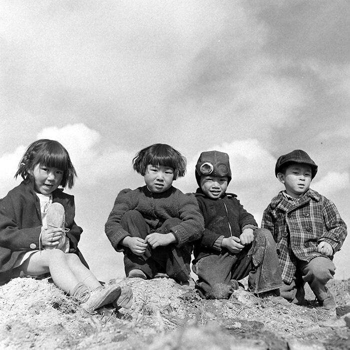 Four young children at a concentration camp in Tule Lake, California.