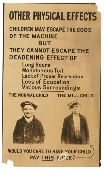 A flyer depicting the dangers of child labor