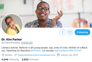 Twitter profile of Dr. Kim Parker.